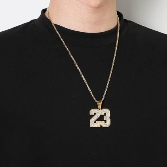 AsAlways 18K Gold Plated Cubic Zirconia Number 23 Basketball  18K Gold Plated Cubic Zirconia Number 23 Basketball Pendant Necklace